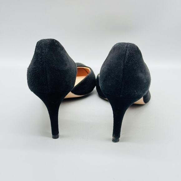 J Crew Shoes Womens 7 Black Suede d'Orsay Pumps Court Made in Italy Heels - Picture 6 of 11